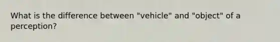 What is the difference between "vehicle" and "object" of a perception?