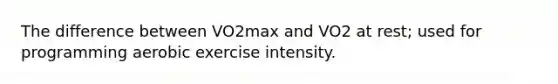 The difference between VO2max and VO2 at rest; used for programming aerobic exercise intensity.