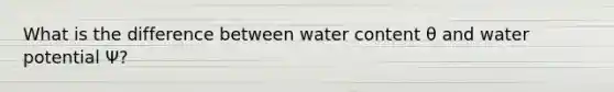 What is the difference between water content θ and water potential Ψ?