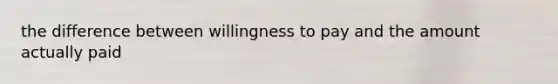 the difference between willingness to pay and the amount actually paid