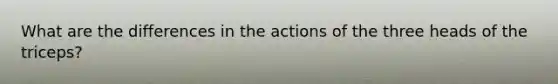 What are the differences in the actions of the three heads of the triceps?