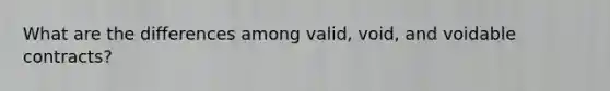 What are the differences among valid, void, and voidable contracts?