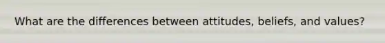 What are the differences between attitudes, beliefs, and values?