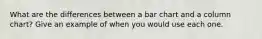 What are the differences between a bar chart and a column chart? Give an example of when you would use each one.