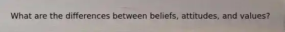 What are the differences between beliefs, attitudes, and values?