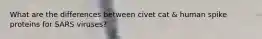 What are the differences between civet cat & human spike proteins for SARS viruses?
