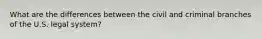 What are the differences between the civil and criminal branches of the U.S. legal system?