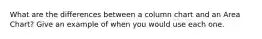 What are the differences between a column chart and an Area Chart? Give an example of when you would use each one.