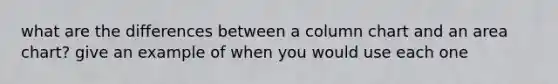 what are the differences between a column chart and an area chart? give an example of when you would use each one