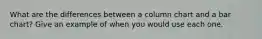 What are the differences between a column chart and a bar chart? Give an example of when you would use each one.