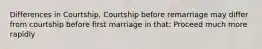 Differences in Courtship, Courtship before remarriage may differ from courtship before first marriage in that: Proceed much more rapidly