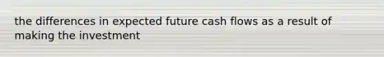 the differences in expected future cash flows as a result of making the investment