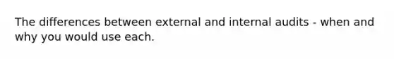 The differences between external and internal audits - when and why you would use each.