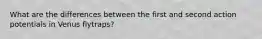 What are the differences between the first and second action potentials in Venus flytraps?