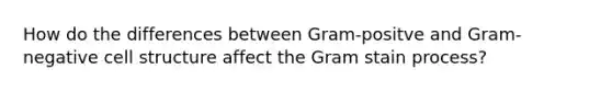 How do the differences between Gram-positve and Gram-negative cell structure affect the Gram stain process?