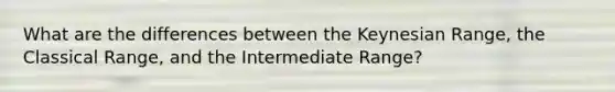 What are the differences between the Keynesian Range, the Classical Range, and the Intermediate Range?