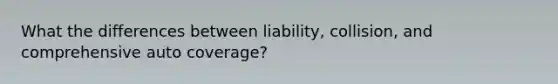 What the differences between liability, collision, and comprehensive auto coverage?