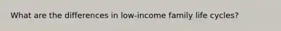 What are the differences in low-income family life cycles?