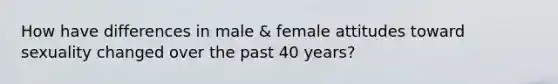 How have differences in male & female attitudes toward sexuality changed over the past 40 years?