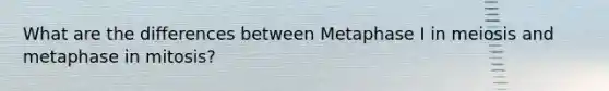 What are the differences between Metaphase I in meiosis and metaphase in mitosis?