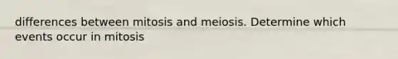 differences between mitosis and meiosis. Determine which events occur in mitosis