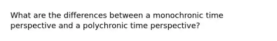 What are the differences between a monochronic time perspective and a polychronic time perspective?