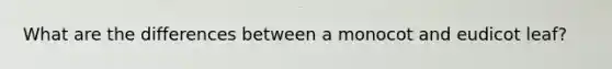 What are the differences between a monocot and eudicot leaf?