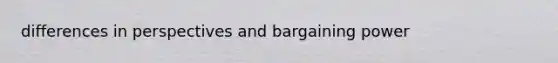 differences in perspectives and bargaining power