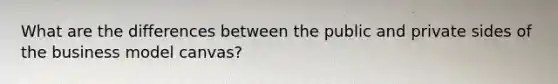 What are the differences between the public and private sides of the business model canvas?