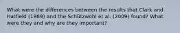 What were the differences between the results that Clark and Hatfield (1989) and the Schützwohl et al. (2009) found? What were they and why are they important?