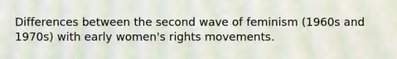 Differences between the second wave of feminism (1960s and 1970s) with early women's rights movements.