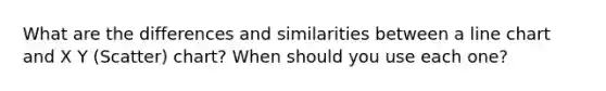 What are the differences and similarities between a line chart and X Y (Scatter) chart? When should you use each one?