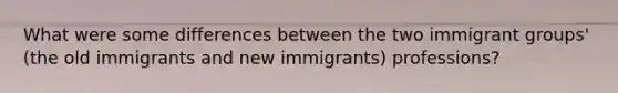 What were some differences between the two immigrant groups' (the old immigrants and new immigrants) professions?