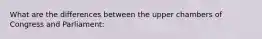 What are the differences between the upper chambers of Congress and Parliament: