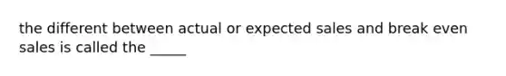 the different between actual or expected sales and break even sales is called the _____