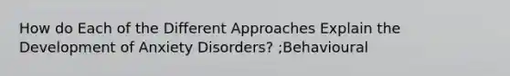 How do Each of the Different Approaches Explain the Development of Anxiety Disorders? ;Behavioural