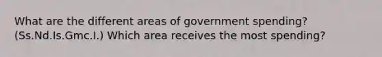 What are the different areas of government spending?(Ss.Nd.Is.Gmc.I.) Which area receives the most spending?