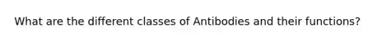 What are the different classes of Antibodies and their functions?