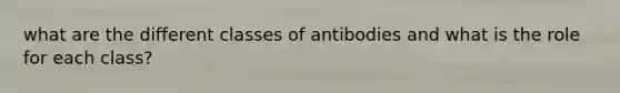 what are the different classes of antibodies and what is the role for each class?