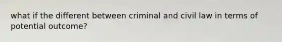 what if the different between criminal and civil law in terms of potential outcome?