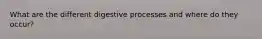 What are the different digestive processes and where do they occur?