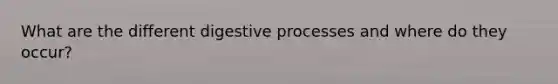 What are the different digestive processes and where do they occur?