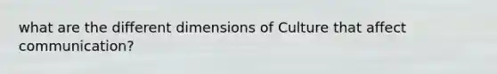 what are the different dimensions of Culture that affect communication?