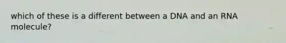 which of these is a different between a DNA and an RNA molecule?