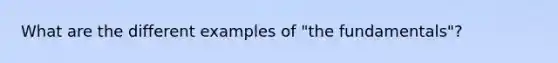 What are the different examples of "the fundamentals"?