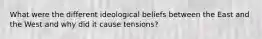 What were the different ideological beliefs between the East and the West and why did it cause tensions?