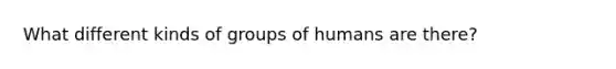 What different kinds of groups of humans are there?