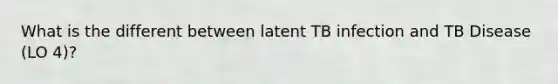 What is the different between latent TB infection and TB Disease (LO 4)?