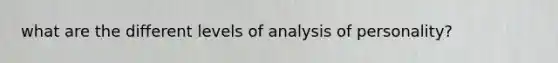 what are the different levels of analysis of personality?