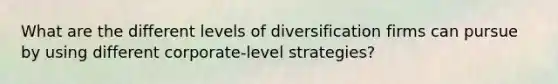 What are the different levels of diversification firms can pursue by using different corporate-level strategies?